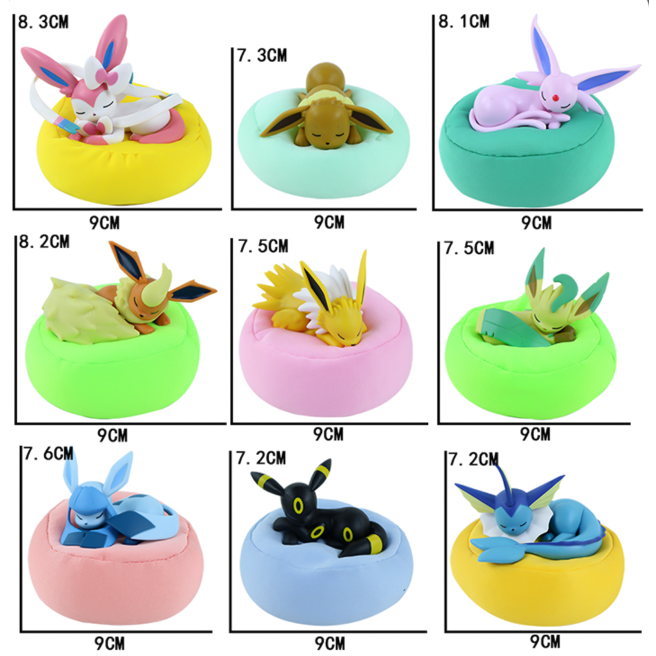 1-9pcs Anime Pokémon Eevee Fig - đánh giá và giá Model Kit Pokemon